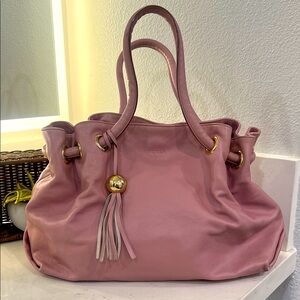 Furla Blush Pink genuine leather Tote with Gold Accents
